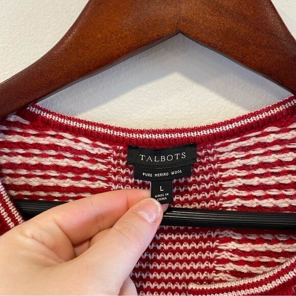 Talbots Pure Merino Wool Open Front Cardigan womens L 100% merino wool red - Picture 4 of 14